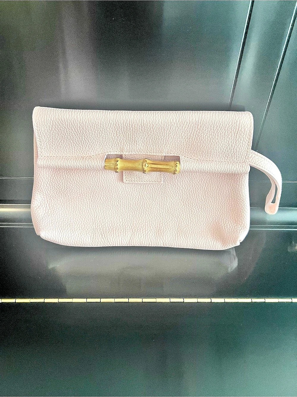 Pink Leather Wristlet Clutch